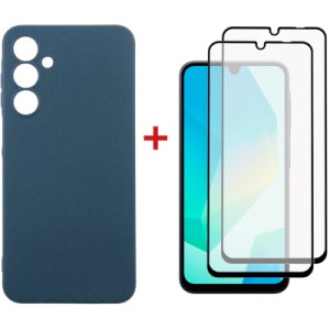 Чехол для мобильного телефона Dengos Samsung Galaxy A16 Carbon + glass 2pcs (Blue) (DG-CTG2P-07)