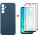 Чехол для мобильного телефона Dengos Samsung Galaxy A16 Carbon + glass 2pcs (Blue) (DG-CTG2P-07)