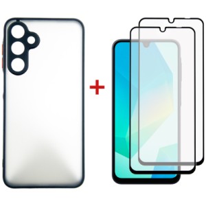 Чехол для мобильного телефона Dengos Samsung Galaxy A16 Matte + glass 2pcs (Black) (DG-CTG2P-04)