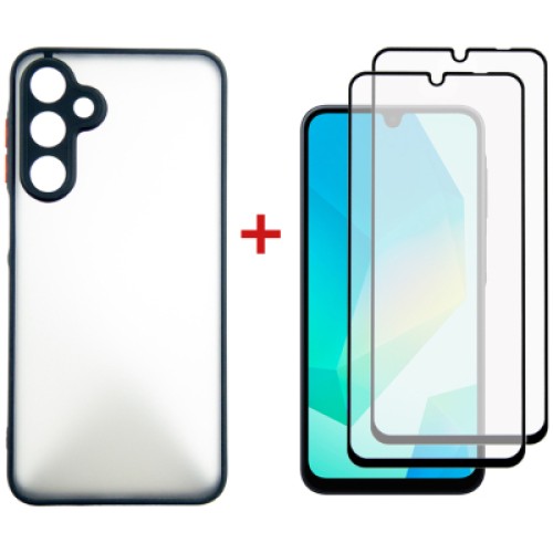 Чехол для мобильного телефона Dengos Samsung Galaxy A16 Matte + glass 2pcs (Black) (DG-CTG2P-04)