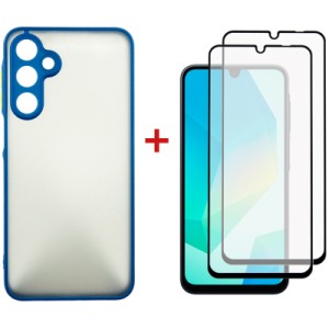 Чехол для мобильного телефона Dengos Samsung Galaxy A16 Matte + glass 2pcs (Blue) (DG-CTG2P-03)