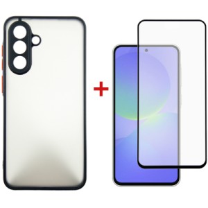 Чехол для мобильного телефона Dengos Samsung Galaxy A36 Matte + glass (Black) (DG-KM-145)