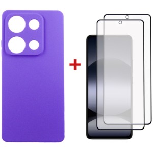 Чехол для мобильного телефона Dengos Xiaomi Redmi Note 14S Carbon + glass 2pcs (Purple) (DG-CTG2P-16)
