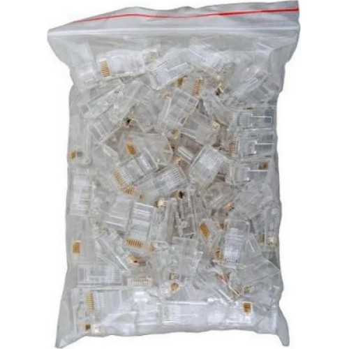 Коннектор RJ45 cat.5e UTP 8P8C, сквозные отверстия, 100шт/пак Kingda (KD-PG8032-C5E/100)