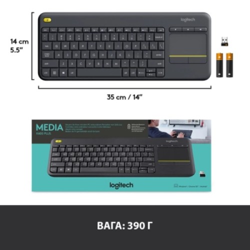 Клавиатура Logitech K250 Bluetooth/Wireless UA Graphite (920-013822)