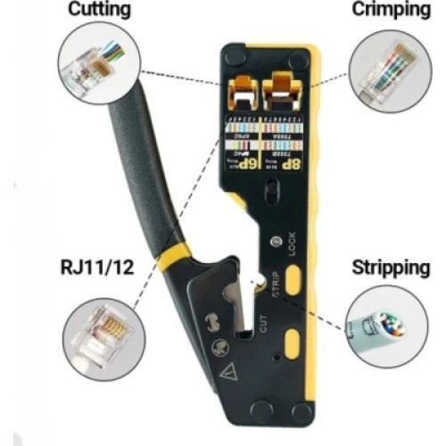 Инструмент Eserver RJ-45 (8P8C), RJ-12/11 (6P6C/6P4C), для проходных коннекторов (WT-4227B)