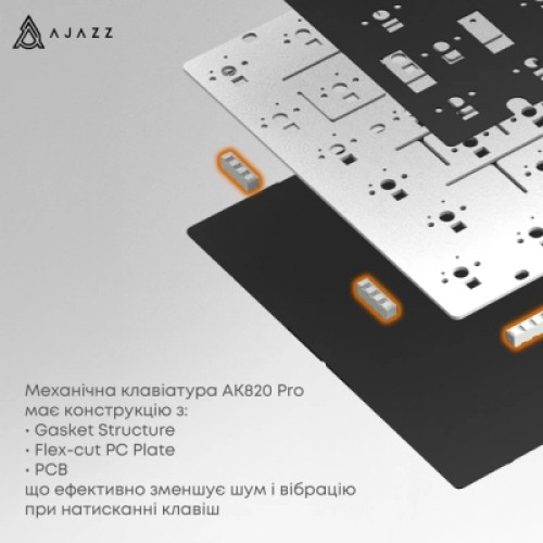 Клавиатура Ajazz AK820 Pro Gift Switch Black RGB USB/Wireless/Bluetooth UA Black (AK820PRO-G-BGY)