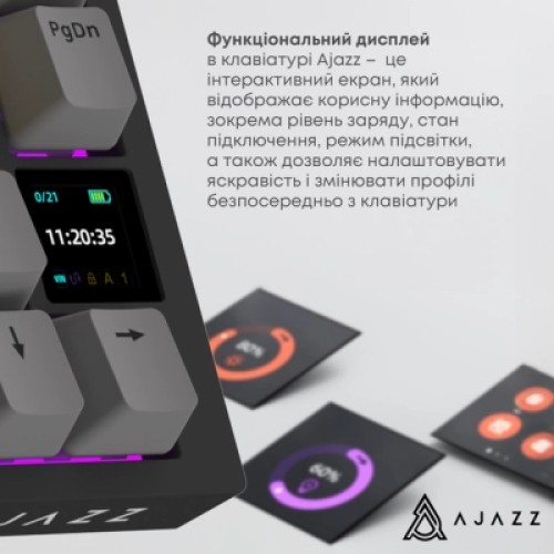 Клавиатура Ajazz AK820 Pro Gift Switch Black RGB USB/Wireless/Bluetooth UA Black (AK820PRO-G-BGY)