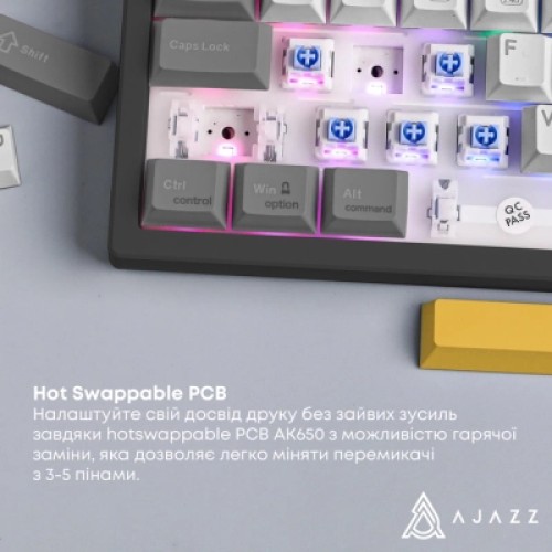 Клавиатура Ajazz AK650 Flying Fish Switch Black RGB USB/Wireless/Bluetooth UA Black (AK650-FF-BGY)