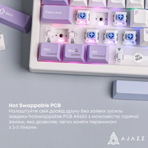 Клавиатура Ajazz AK650 Flying Fish Switch Purple RGB USB/Wireless/Bluetooth UA Purple (AK650-FF-PWB)