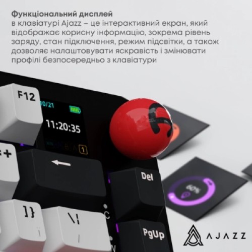 Клавиатура Ajazz AK820 MAX Avocado Switch Black RGB USB/Wireless/Bluetooth UA Black (AK820MAX-AS-BG)