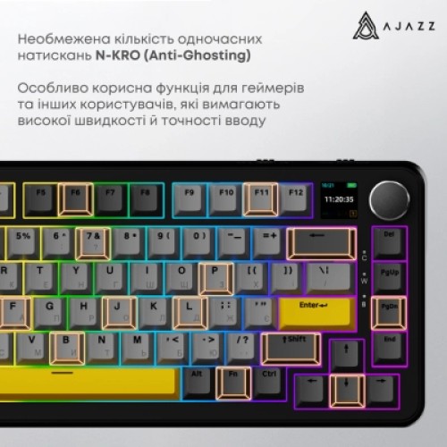 Клавиатура Ajazz AK820 MAX Magnetic switches Black RGB USB/Wireless/Bluetooth UA Black (AK820MAX-M-BGY)