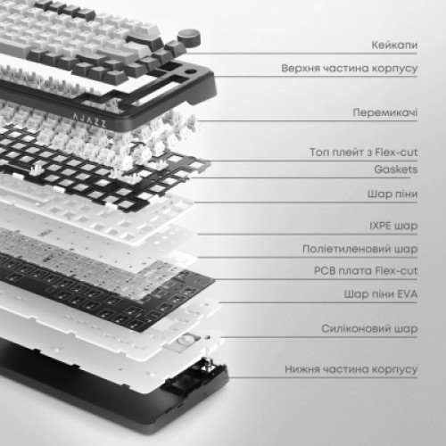 Клавиатура Ajazz AK820 MAX Magnetic switches Black RGB USB/Wireless/Bluetooth UA Black (AK820MAX-M-BGY)