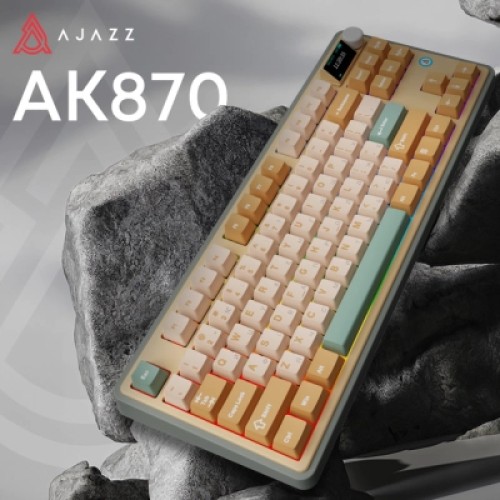 Клавиатура Ajazz AK870 Jasmine Switch Yellow RGB USB/Wireless/Bluetooth UA Brown (AK870-JS-YWG)