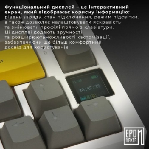 Клавиатура Epomaker AK820 Pro 75 Flying Fish Switch Hot-Swap RGB USB/Wireless/Bluetooth UA White (AK820-PRO-W-FF)