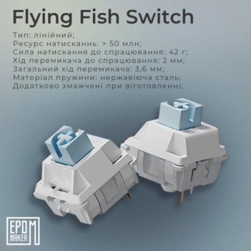 Клавиатура Epomaker AK820 Pro 75 Flying Fish Switch Hot-Swap RGB USB/Wireless/Bluetooth UA White (AK820-PRO-W-FF)