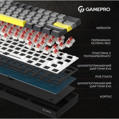 Клавиатура GamePro MK130G Pro Outemu Red Switch Hot-Swap 60 RGB USB/Wireless/Bluetooth Black (MK130G Pro)