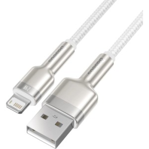 Дата кабель USB 2.0 AM to Lightning 2.0m Cafule Series Metal 2.4A White Baseus (CALJK-B02)