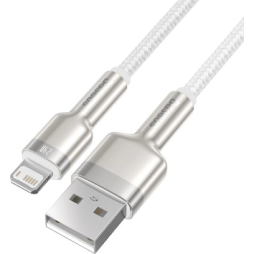 Дата кабель USB 2.0 AM to Lightning 2.0m Cafule Series Metal 2.4A White Baseus (CALJK-B02)