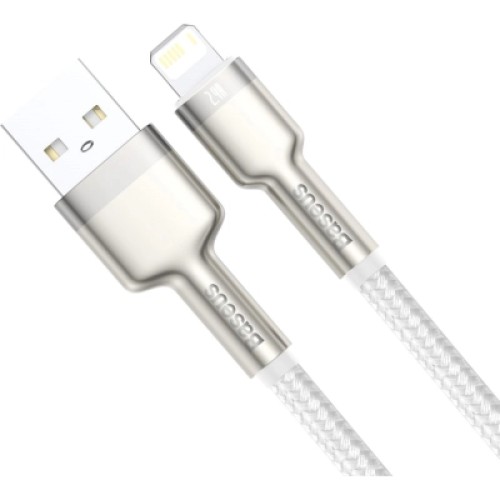 Дата кабель USB 2.0 AM to Lightning 2.0m Cafule Series Metal 2.4A White Baseus (CALJK-B02)