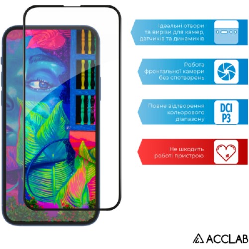 Стекло защитное ACCLAB Full Glue ESD Apple Iphone 13/13 Pro Black (1283126542527)
