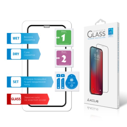Стекло защитное ACCLAB Full Glue ESD Apple Iphone XR/11 Black (1283126532146)