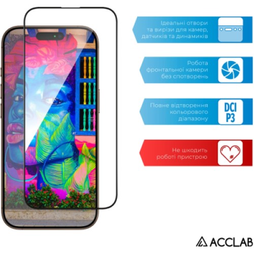 Стекло защитное ACCLAB Full Glue Apple iPhone 16 Pro Black (1283126593277)