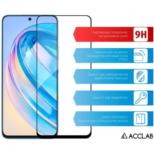 Стекло защитное ACCLAB Full Glue Honor X8A Black (1283126591204)