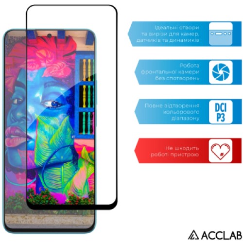 Стекло защитное ACCLAB Full Glue Honor X8A Black (1283126591204)
