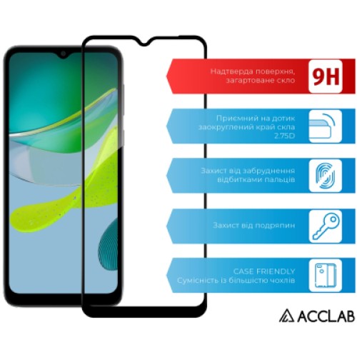 Стекло защитное ACCLAB Full Glue MOTO E13 Black (1283126573620)