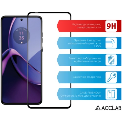 Стекло защитное ACCLAB Full Glue Moto G84 Black (1283126582332)