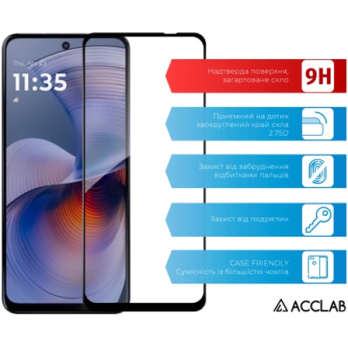 Стекло защитное ACCLAB Full Glue Motorola G55 Black (1283126613210)