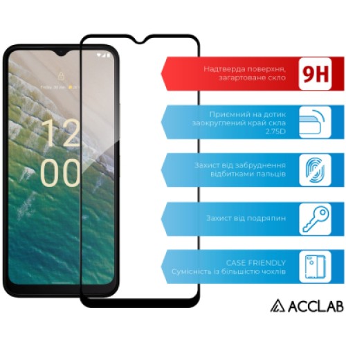 Стекло защитное ACCLAB Full Glue Nokia C32 Black (1283126582219)
