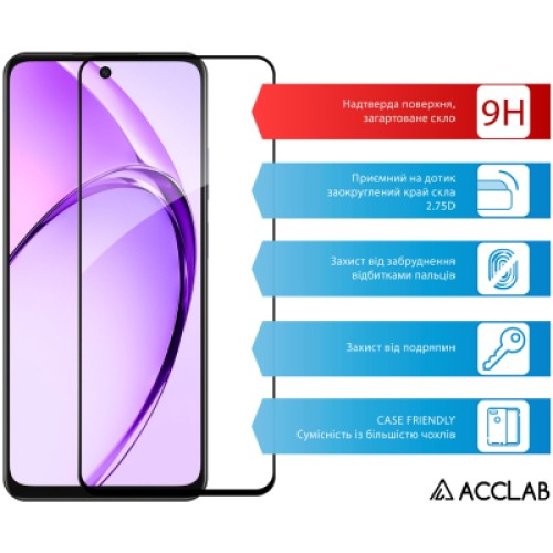 Стекло защитное ACCLAB Full Glue Oppo A3 5G Black (1283126598876)