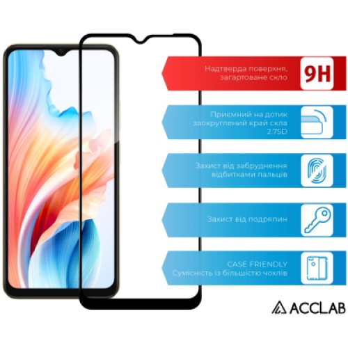 Стекло защитное ACCLAB Full Glue Oppo A38 4G Black (1283126588570)