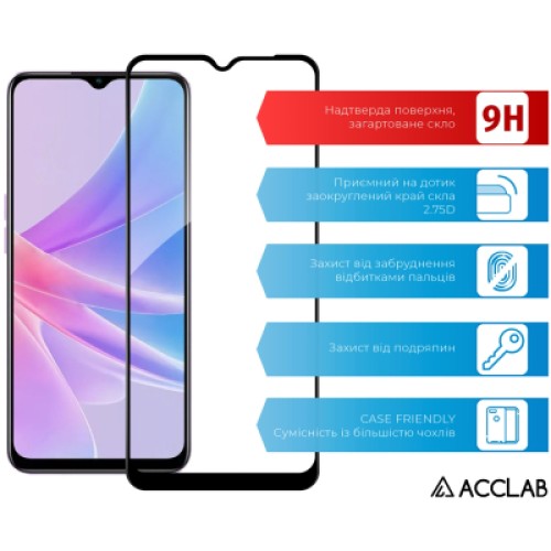 Стекло защитное ACCLAB Full Glue Oppo A58 4G Black (1283126583452)