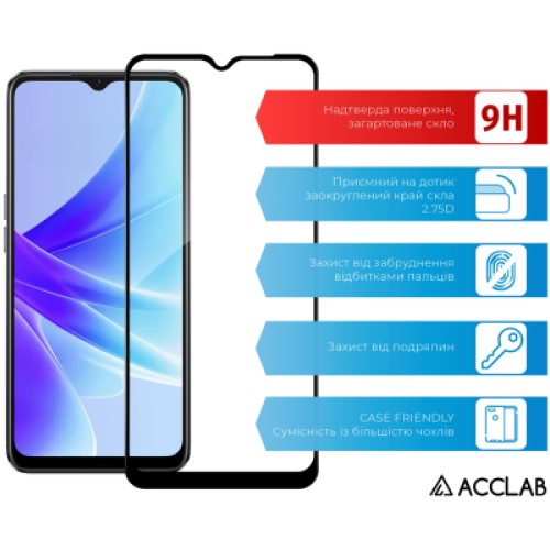 Стекло защитное ACCLAB Full Glue Oppo A77S Black (1283126576768)