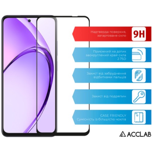 Стекло защитное ACCLAB Full Glue Oppo A80 Black (1283126598883)