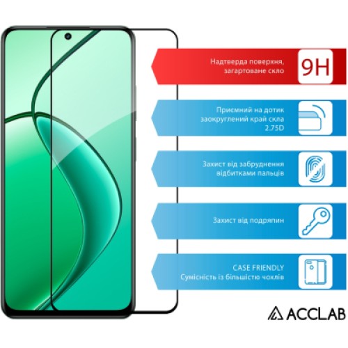 Стекло защитное ACCLAB Full Glue Realme 12+ Black (1283126592454)