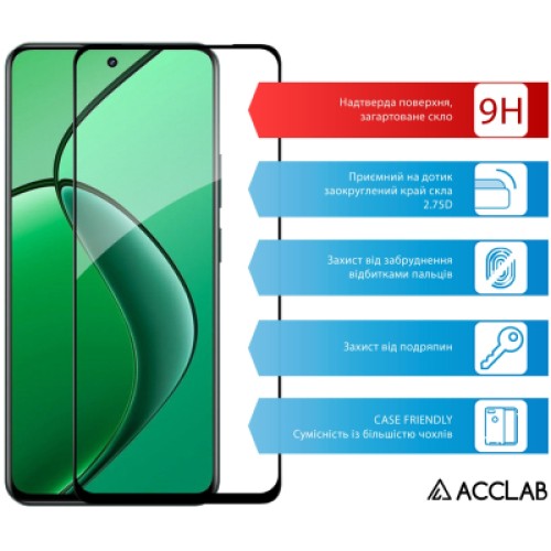Стекло защитное ACCLAB Full Glue Realme 13+ Black (1283126607561)