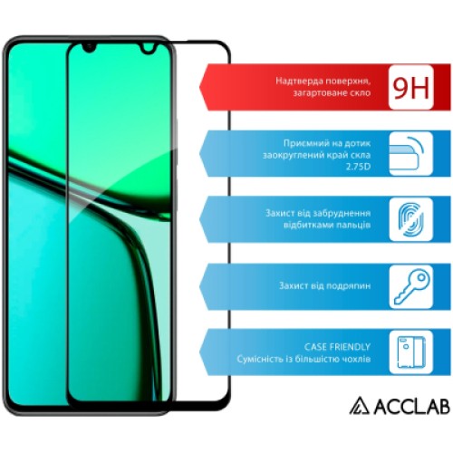 Стекло защитное ACCLAB Full Glue Realme C61 Black (1283126594038)