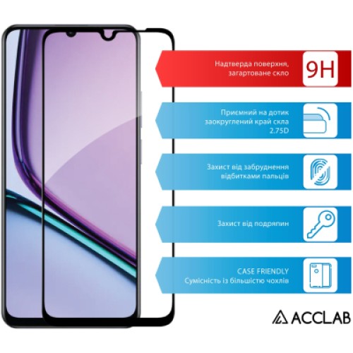 Стекло защитное ACCLAB Full Glue Realme Note 60 Black (1283126608957)
