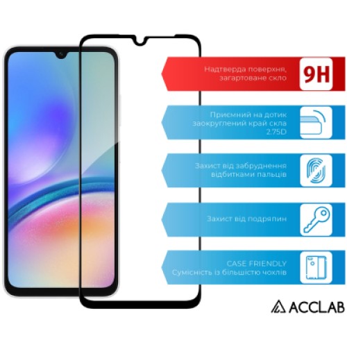 Стекло защитное ACCLAB Full Glue Samsung A05S Black (1283126581908)