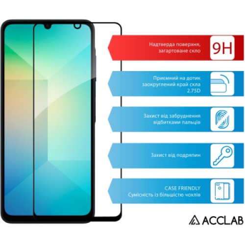 Стекло защитное ACCLAB Full Glue Samsung A06 Black (1283126598814)