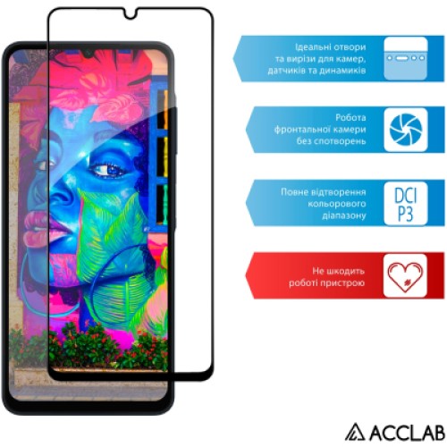 Стекло защитное ACCLAB Full Glue Samsung A06 Black (1283126598814)