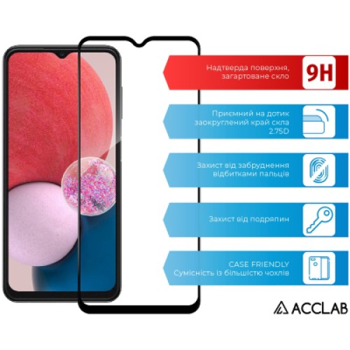 Стекло защитное ACCLAB Full Glue Samsung A13 4G Black (1283126524219)