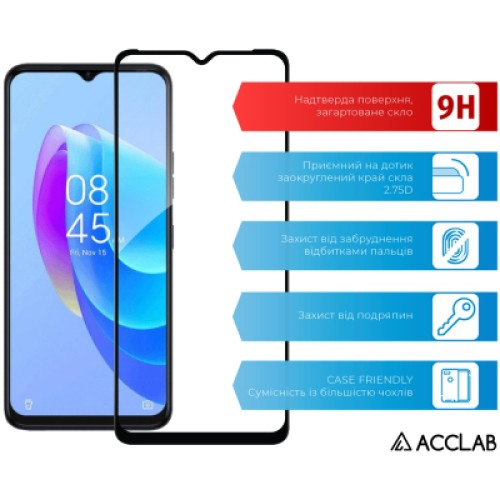Стекло защитное ACCLAB Full Glue Tecno Spark 10C Black (1283126564888)