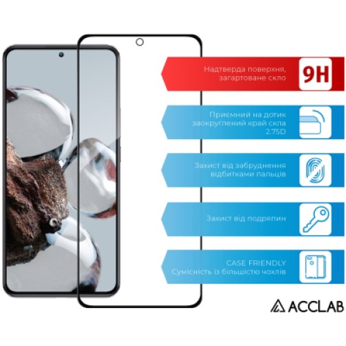 Стекло защитное ACCLAB Full Glue Xiaomi 12T/12T Pro Black (1283126546402)
