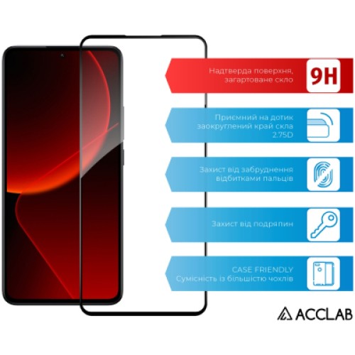 Стекло защитное ACCLAB Full Glue Xiaomi 13T Pro Black (1283126582585)