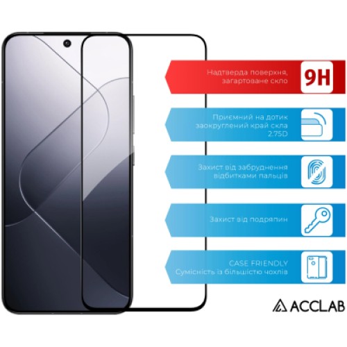Стекло защитное ACCLAB Full Glue Xiaomi 14 Black (1283126591280)